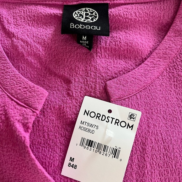 New! Bobeau Women's Pink “rosebud” Top with Tie Sleeves Size Medium - Picture 16 of 16